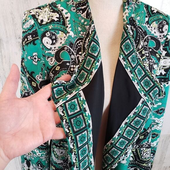 Chico's Paisley Open Front Blazer Sz 0 - Picture 2 of 6